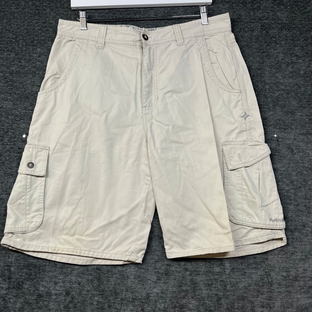 Hurley International Cargo Shorts Men's White Pockets Casual Surf Skate Y2K - 33